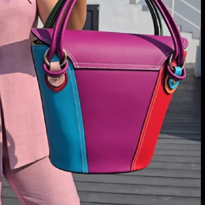 Geantă dama multicoloră piele naturală damă 59SV