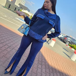 Pantalon evazat damă albastru 54TJ