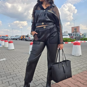Pantaloni dama negri piele ecologica 49TJ
