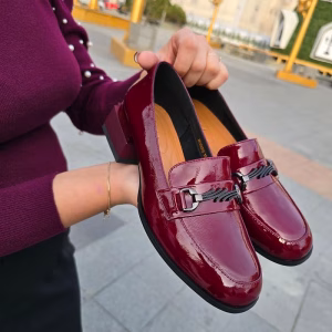 Pantofi damă bordo piele naturală 04CRVL