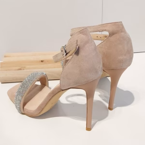 Sandale dama elegante bej-Nude piele naturala intoarsa