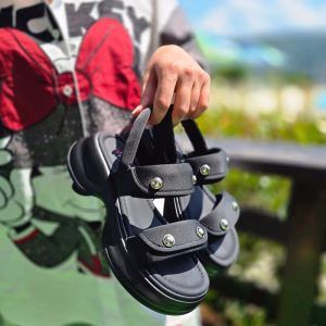 Sandale damă negre casual-sport piele