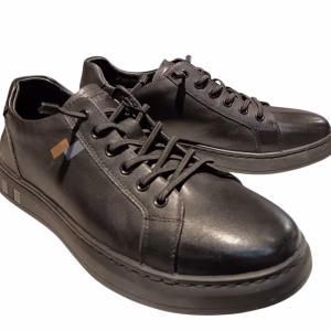Sneakers bărbat negri piele naturală 15GM