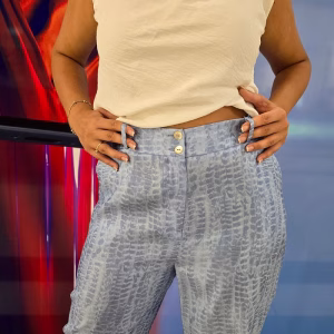 compleu damă alb-bleu 2 piese, top, pantaloni largi 08VL