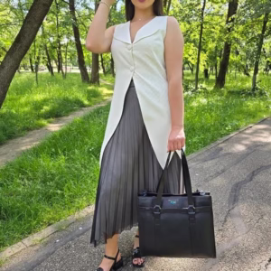 compleu dama fusta, vesta alba