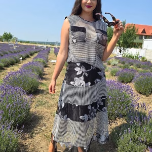 Compleu dama gri negru cu fusta