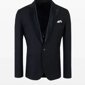 Costum negru Slim Fit din 3 piese 01CR