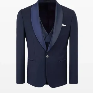 Costum elegant de barbat, bleumarin, Slim Fit