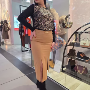fusta dama camel conica, eleganta