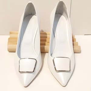 pantof albu dama stiletto piele naturala toc subtire
