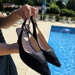 Pantofi dama eleganti din piele intoarsa neagra