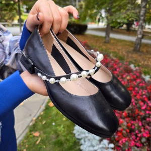 pantofi dama negri piele natrual toc gros