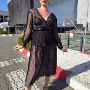 rochie dama neagra matase naturala