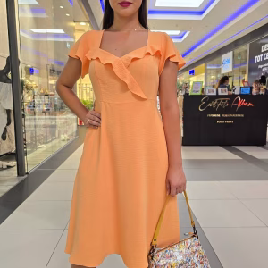 rochie dama portocaliu-piersică triplu voal , croială lejeră 97SV