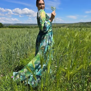 rochie lunga voal verde