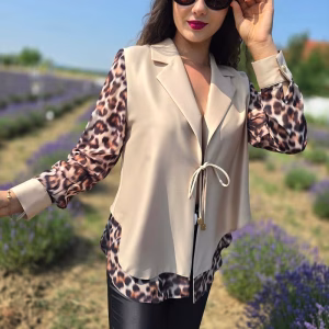 sacou dama bej animal print