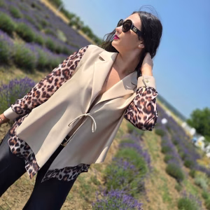 sacou dama bej animal print