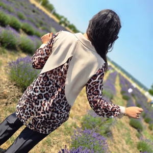 sacou dama bej animal print