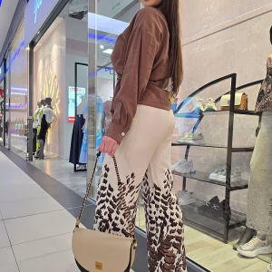 Compleu dama casual maro ivoire, pantaloni animal print 59TJ