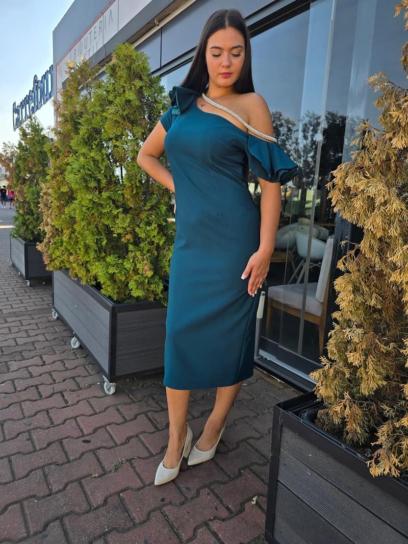 Imagine pentru Rochie dama eleganta albastru-petrol
