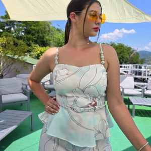 compleu dama alb 2 piese, top corset, pantaloni largi 19VL