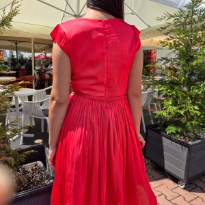 rochie dama rosie corai plisata 106SV