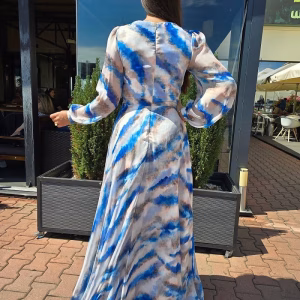 rochie lunga eleganta voal albastra 70TJ